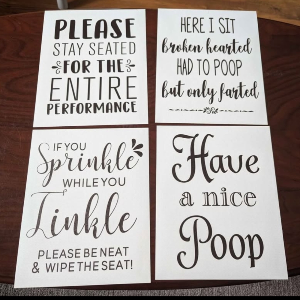 New Set of 4 Humorous Bathroom Wall Art Prints